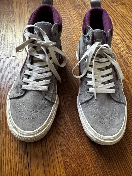 Vans Shoes - Vans Gray Suede High-Top Sneakers with Plum Interior
